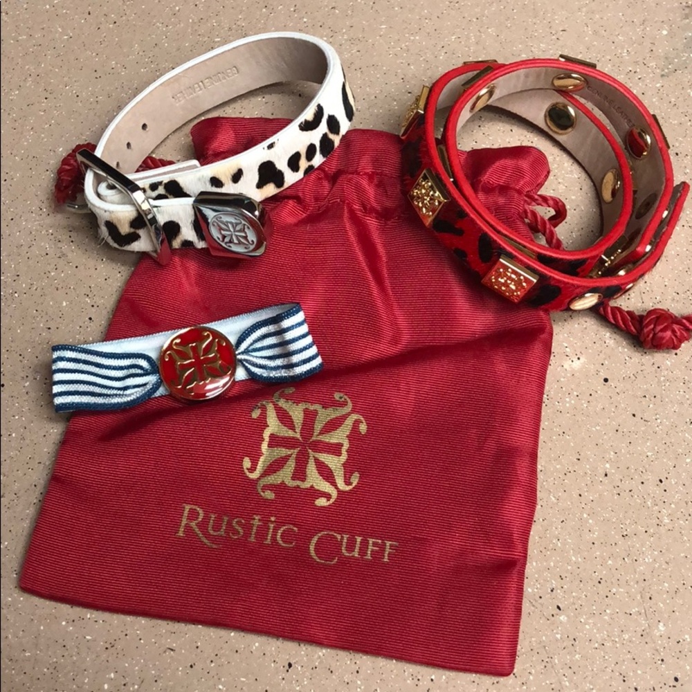 Three Rustic Cuff Bracelets W/Bag - image 1